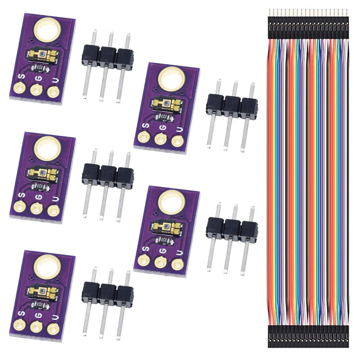 Youmile 5PCS TEMT6000 Light Sensor Module Ambient Light Analog Light Intensity Detection Module Visible Light Sensor for Arduino with Dupont Cable