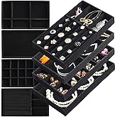 ERLSTE Jewelry Organizer Tray Set Of 8 Jewelry Trays For Drawers and Can Effectively Organize Jewelry Such As Rings, Earrings, Necklaces And Bracelets Jewelry Drawer Organizer (Black)