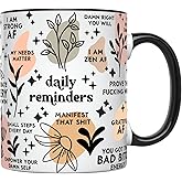 YouNique Sweary Affirmations Coffee Mug, 11 Oz, Self Care & Mindfulness Gift, Mental Health Mug (Black Handle)