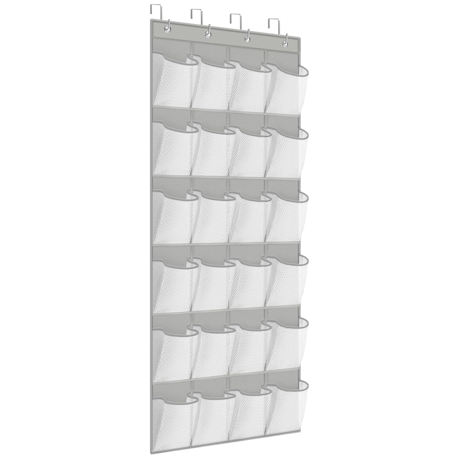 FENTEC Over Door Shoe Storage Organiser, 24 Large Mesh Pockets Over Door Shoe Organiser, Hanging Shoe Storage Door Shoe Rack, Sturdy Back of Door Storage with Hooks for Bedroom Bathroom Wardrobe