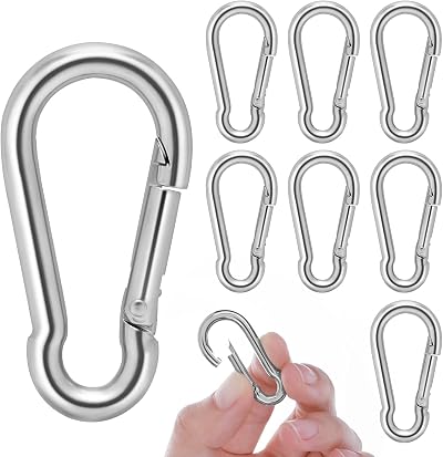 Yolev M4 Spring Loaded Carabiners 304 Stainless Steel 8 Pack Heavy Duty