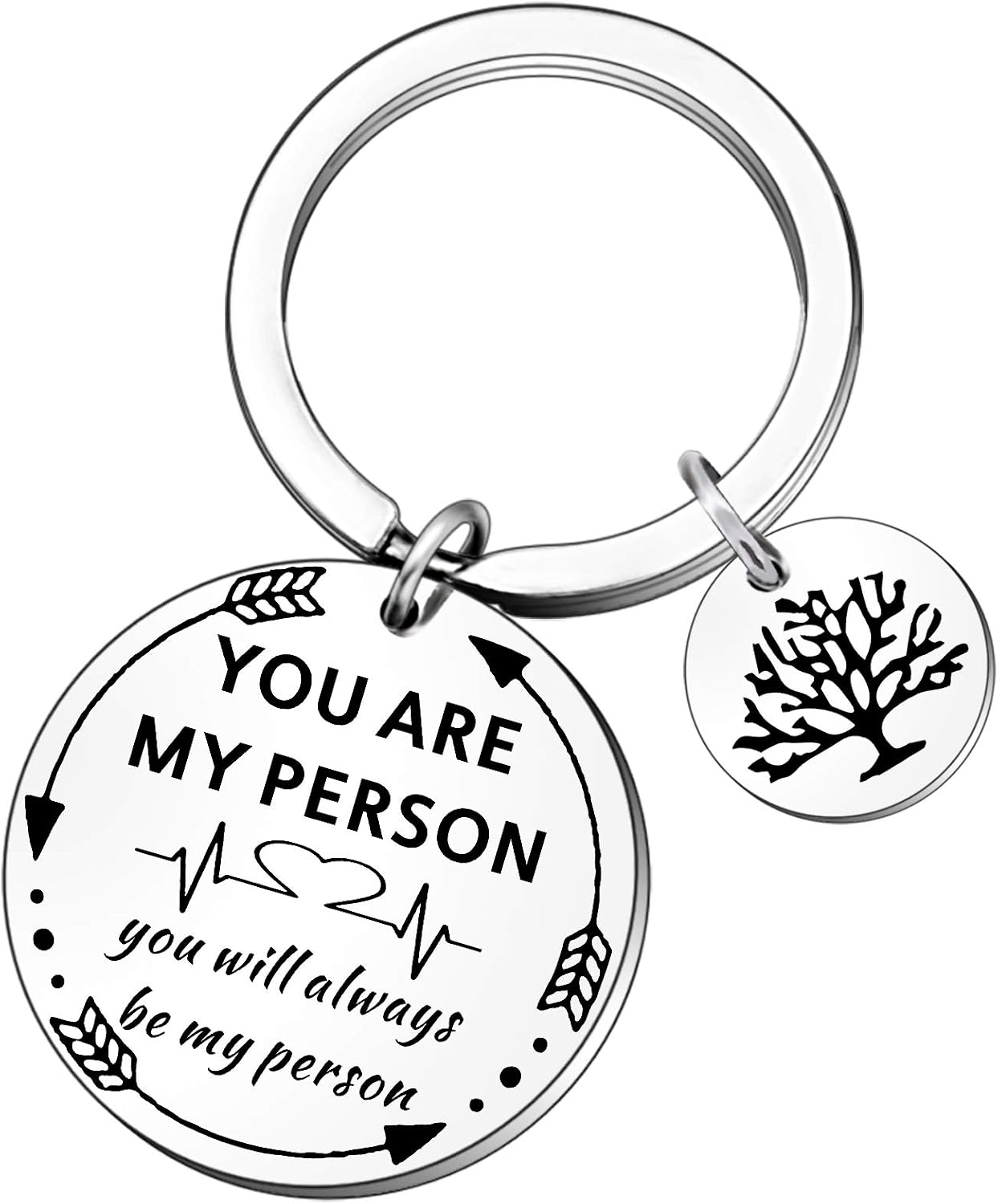 QMVMV You are My Person Gifts Bff Women Teens Girls Best Friends Keyring Birthday Valentines KeyChain, Silver