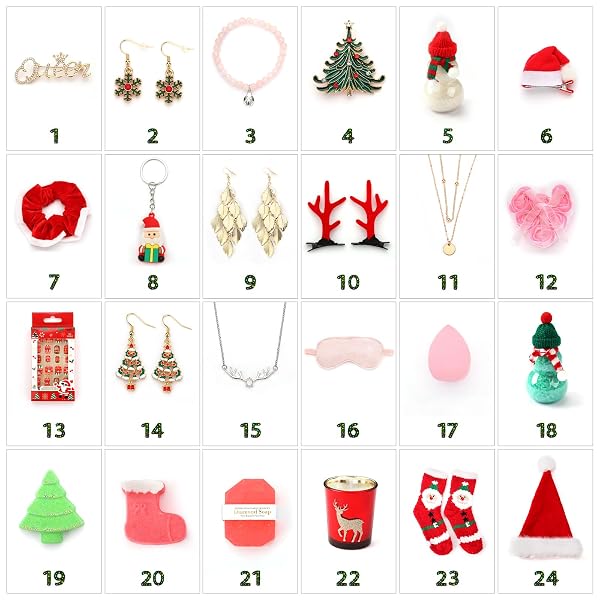 CHRISTMAS GIFTS FOR WOMEN, CHRISTMAS 24 PIECES BEAUTY FASHION AND JEWELRY BATH SETS FOR ADULT, MOM, SISTER, GIRL. ADVENT CALENDAR 2025 FOR ADULT WOMEN, SURPRISE GIFT BASKETS FOR WIFE, SISTER, GIRLS