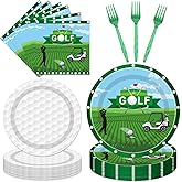 EUOYUFO Golf Plates and Napkins Party Supplies - 96Pcs Golf Themed Birthday Party Decorations - Sports Paper Disposable Tableware Set for 24 Guests