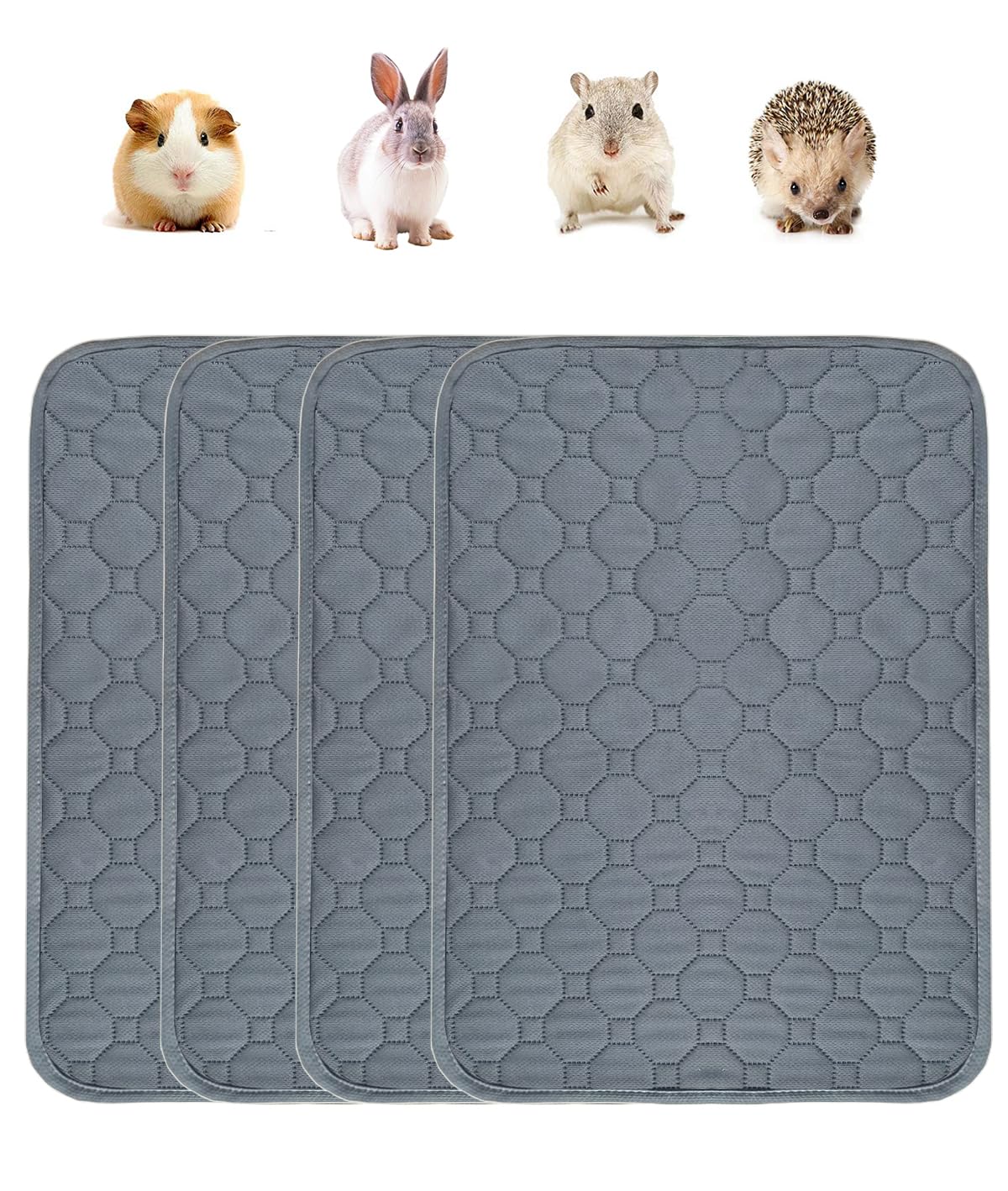 Kuivoo 4 Pack Guinea Pig Cage Liners,Reusable Washable Guinea Pig Pee Pads Bedding,High Absorbent Small Animal Mat with Waterproof Bottom for Rabbit Hedgehog, Hamsters,Chinchilla,50*35cm