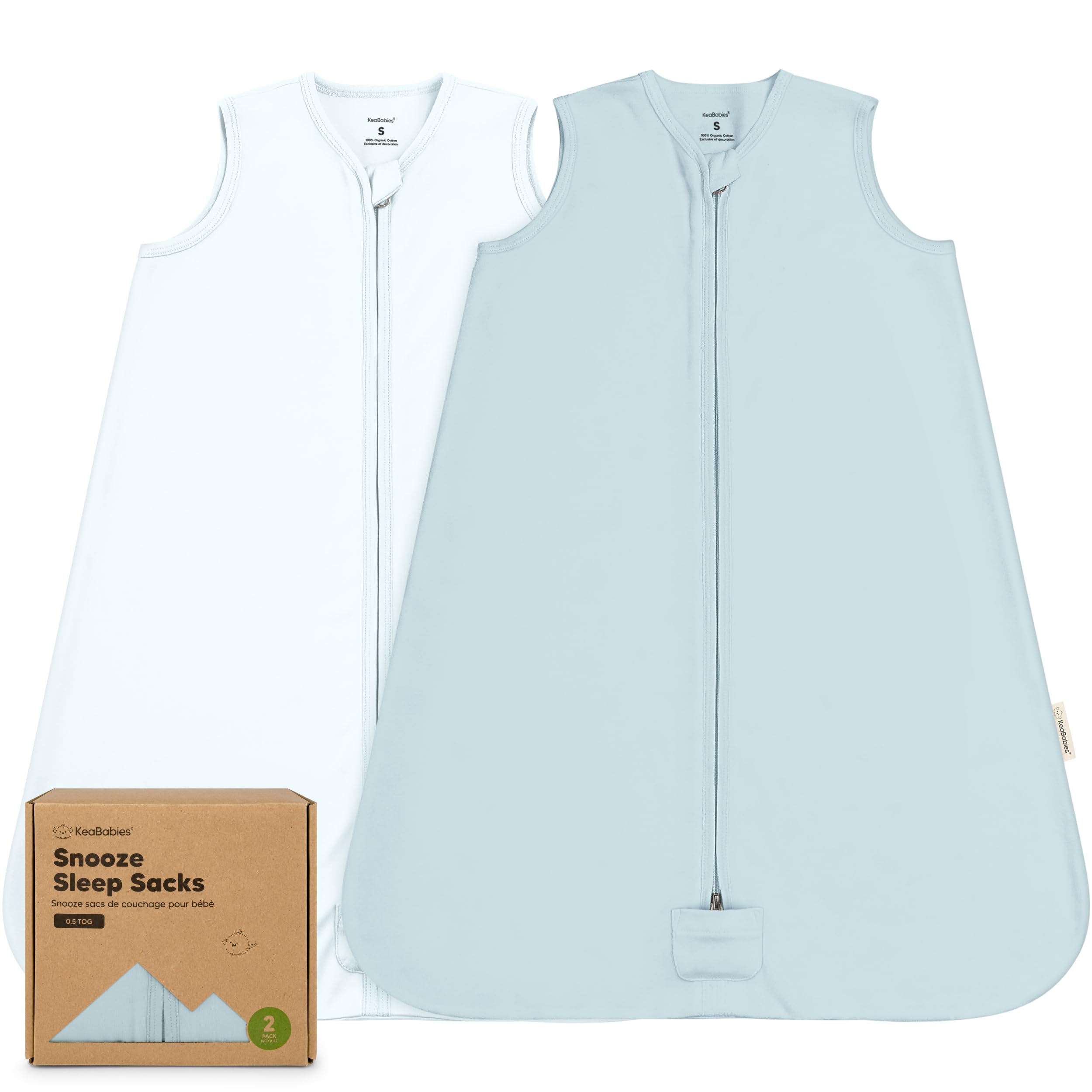 Photo 1 of 2-Pack Baby Sleep Sacks, Zipper Wearable Blanket - 0.5TOG Organic Cotton, Lightweight, Soft Cozy Infant Sleeping Sack 3-6 months, Easy to Wear Small Newborn Transition Swaddles Sleepsacks (Glacier)