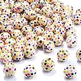 100 PCS 10mm Resin Beads Bulk for Bracelet Making Kit, Colorful Dots Printed Round Loose Beads for Jewelry Earring Necklace Rings Art Craft DIY Projects