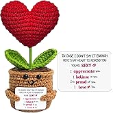 Valentines Day Gifts for Her Wife Women Inspirational - Funny Gifts Handmade Positive Crochet Heart Flower, Emotional Support Anniversary Birthday Gifts for Women Sister Friend Wife