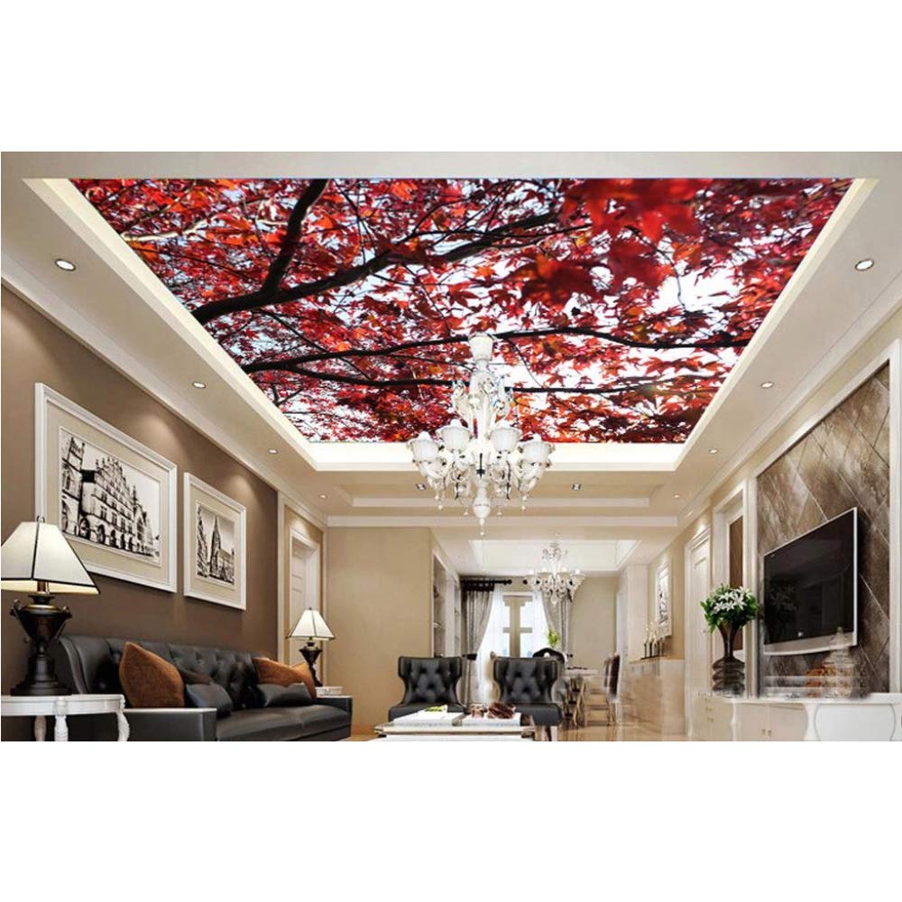 Amazon Com Pbldb 3d Ceiling Mural Wallpaper Maple Leaves 3d