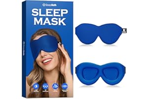 SleepSloth Sleep Eye Mask, 3D Contoured 100% Blackout Eye Mask, Sleep Mask with Adjustable Strap, Night Blindfold for Women Men, Eye Mask for Sleeping, Blue
