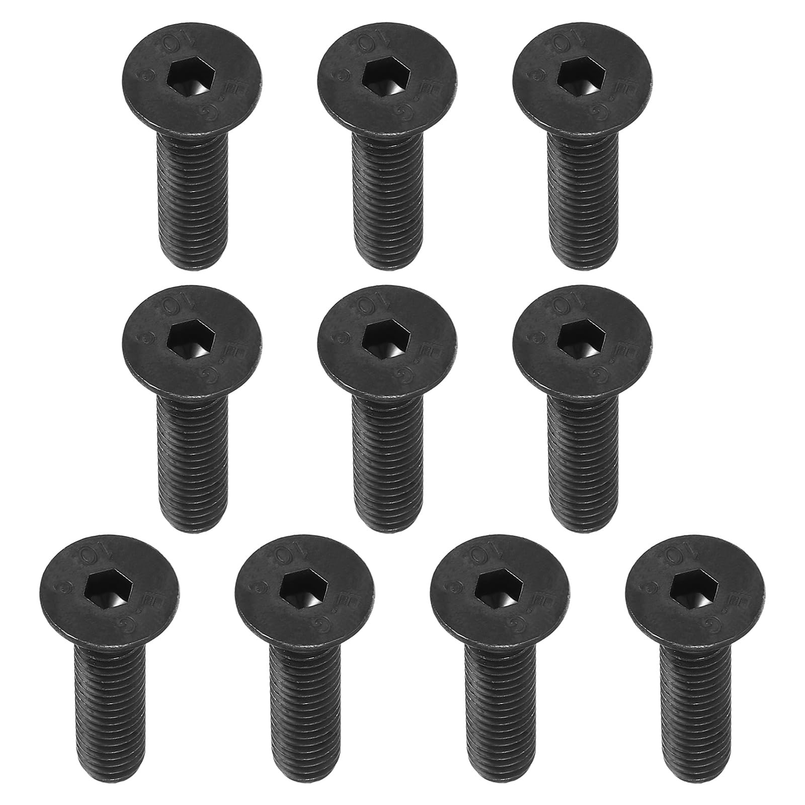 PATIKIL 3/8-16 x 1-1/2" Flat Head Socket Cap Screws, 10 Pack Flat Countersunk Bolts Carbon Steel Hex Socket Drive Machine Screws Full Thread Black Oxide Grade 10.9