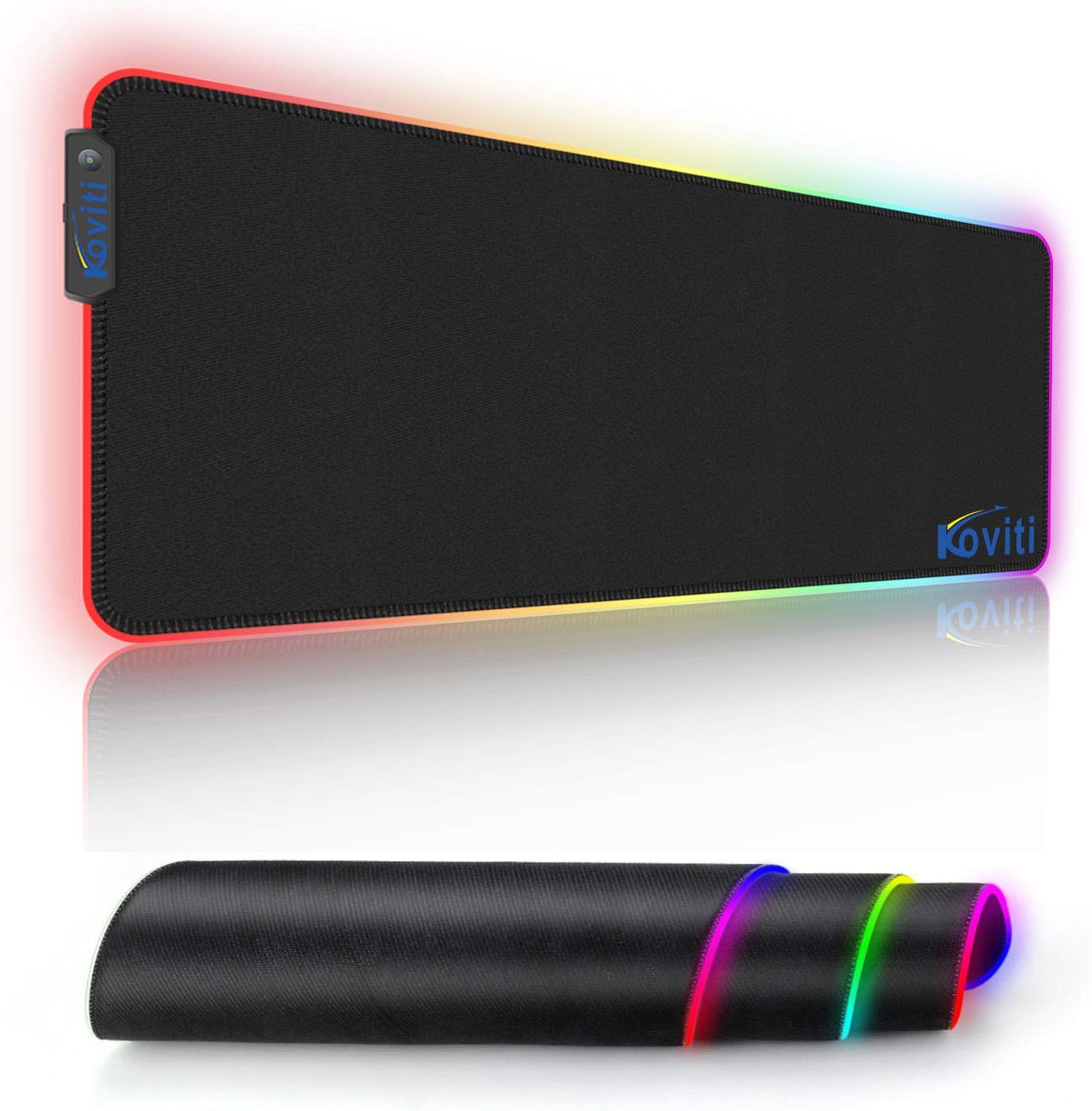 RGB Gaming Mouse Pad, Large Oversized Glowing Led XXL Extended Mousepad, 10 Lighting Modes, Waterproof Non-Slip Rubber Base Anti-Fray Stitched Edges Computer Keyboard, 31.5X 11.8in, 4mm Thick