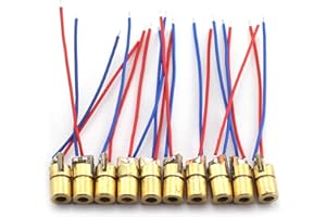 Tegg 10 PCS Mini 650nm 6mm 5mW Red Laser Dot Diode Module Copper Head 3.3V