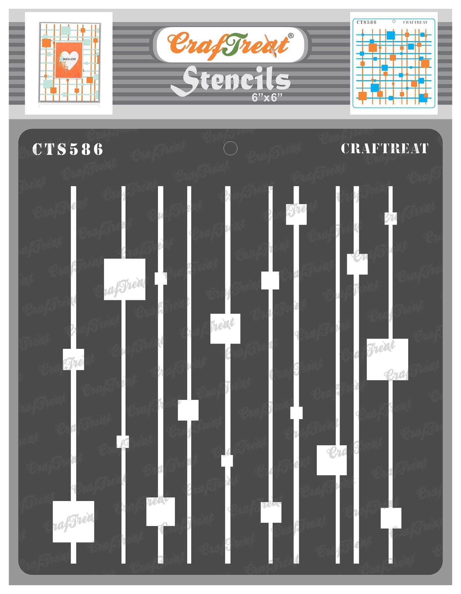 CrafTreat Reusable Geometric Stencils for Painting on Wood, Wall, Tile, Canvas, Paper, Fabric and Floor - Climbing e Stencil -6x6 Inch - Pattern Stencils for Painting - Pattern Stencil
