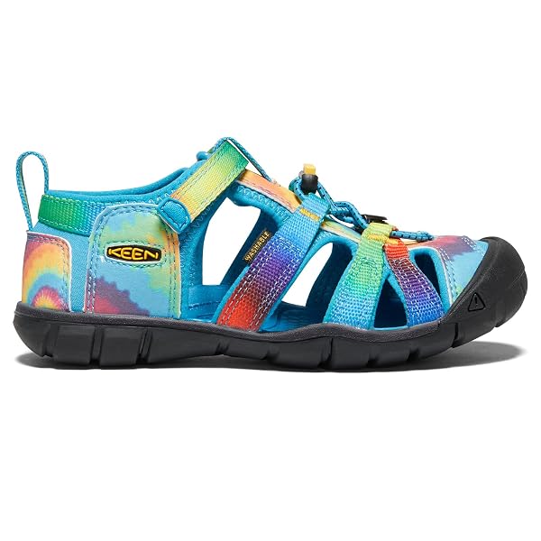 KEEN UNISEX CHILD SEACAMP 2 CNX CLOSED TOE SANDAL, VIVID BLUE/ORIGINAL TIE DYE, 13 LITTLE KID US