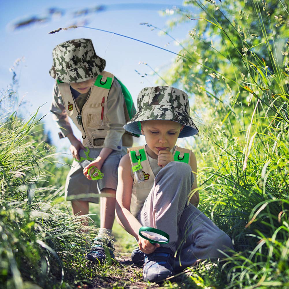 ESSENSON Outdoor Explorer Kit & Bug Catcher Kit with Vest, Outdoor Toy Gift for 3 4 5 6 7 8+ Year Old Boys Girls Kids Binoculars, Magnifying Glass, Butterfly Net, Camping, Adventure