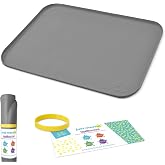 Just Messin&rsquo; Silicone Arts and Crafts Mat for Kids, 12"x 18", Gray | Non-Slip, Reusable, Heat-Resistant Mat, 0.6" Raised Edges to Contain Mess &amp; Protect Tables, Great for Slime,Resin,Legos,Paint