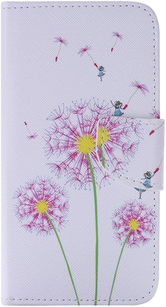 iGrelem® Samsung Galaxy J5 2016 (SM-J510FN) Case, Flip Leather Case with Card Slot, Magnetic Clip, Non-Slip Wallet Case Cover for Samsung Galaxy J5 2016 (SM-J510FN) (Dandelion #2, White)