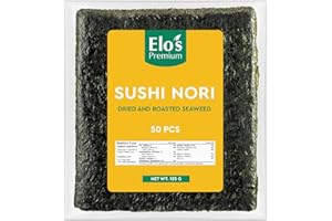 Tasjin Sushi Nori Sheets| 50 Full Size Sheets | Roasted Seaweed For Maki and Hand Rolls| Non-GMO and Gluten Free| Product of 