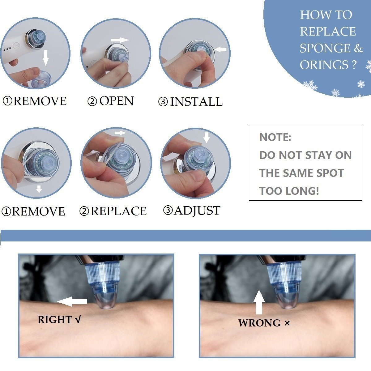 Goodsky Limpiador eléctrico de puntos negros y espinillas, portátil, - para la belleza y el cuidado de la piel / 5 cabezales intercambiables / carga de USB (color blanco)