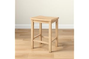 Grain & Grove Smith Collection Solid Wood Counter Height Bar Stool, 24-Inch Saddle Seat Backless Stool, Ideal for Kitchen Island, Dining, or Home Bar Seating, Blonde