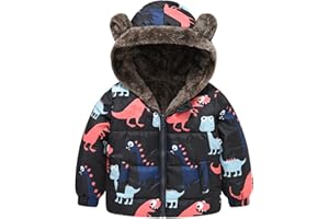 Boys and Toddler's Winter Coat Sherpa Fleece Lined Puffer Jacket Bear Ear Hooded Down Jacket Bear Ear Baby Bubble Coat