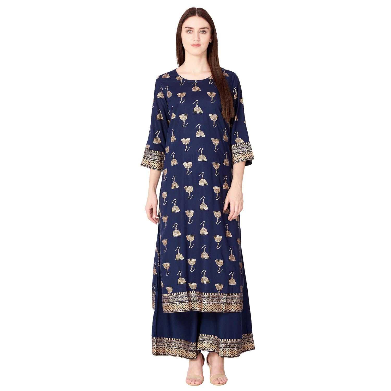 ortange women's rayon printed kurta palazzo set with premuim fabric