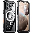 Temdan Magnetic for iPhone 16 Pro Max Case Waterproof,Built-in Screen Protector[IP68 Underwater][Upgrade Military Dropproof][Compatible with MagSafe] Full-Body Shockproof Translucent Case 6.9''-Black