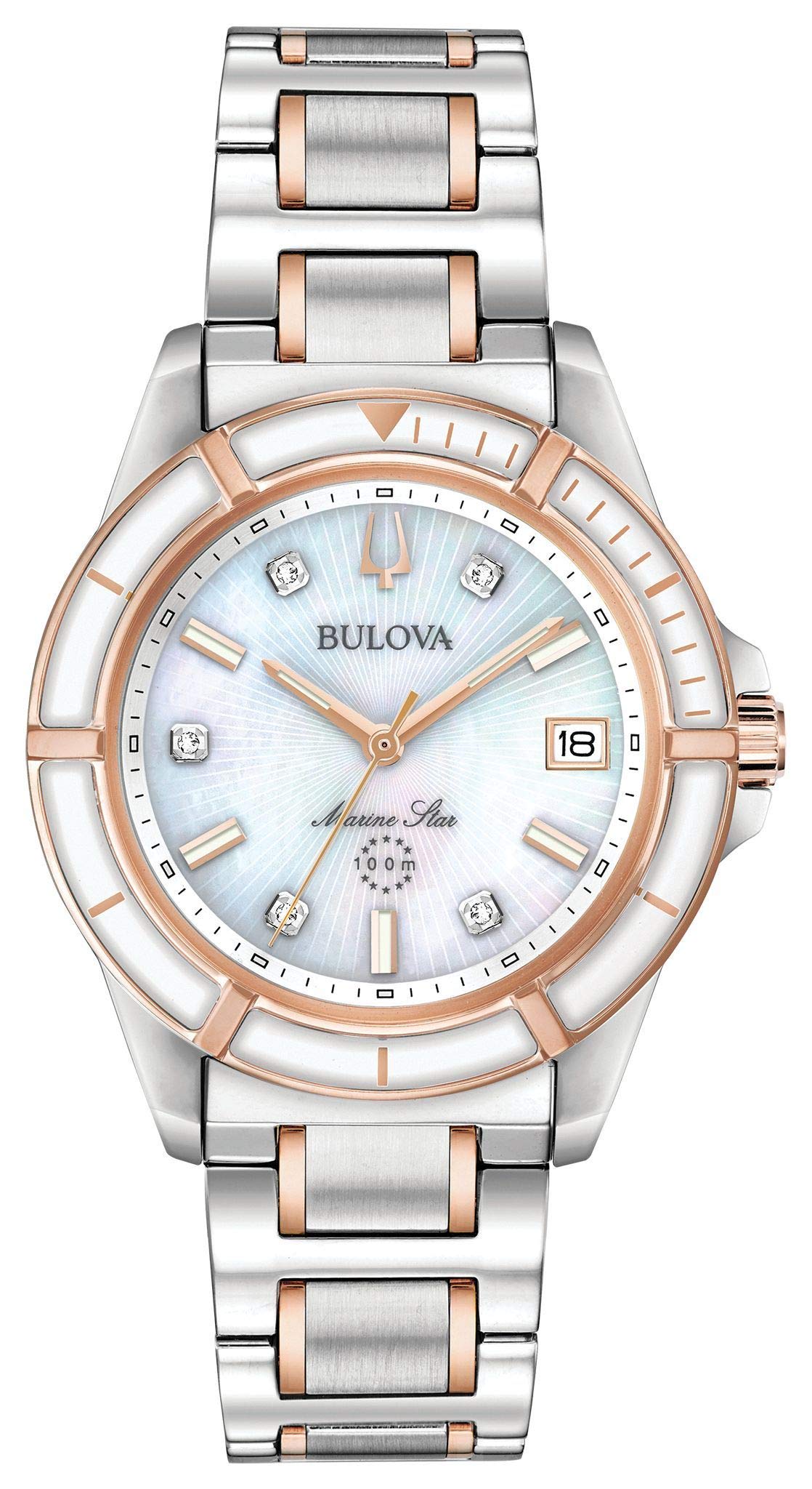 Bulova Womens Analogue Quartz Watch with Stainless Steel Strap 98P187