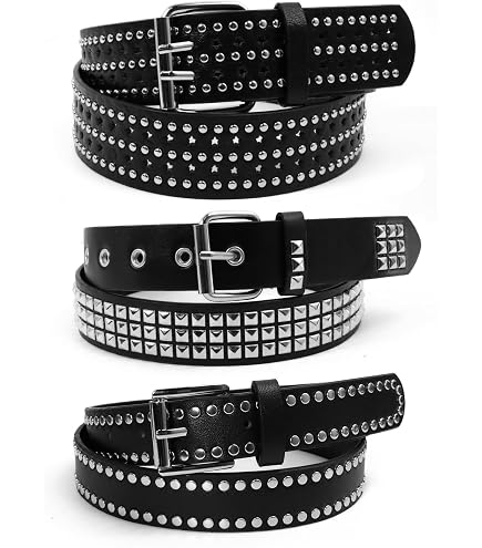 AVZXXKUF Grommet PU Leather Belts Y2K Punk Waist Belts Double