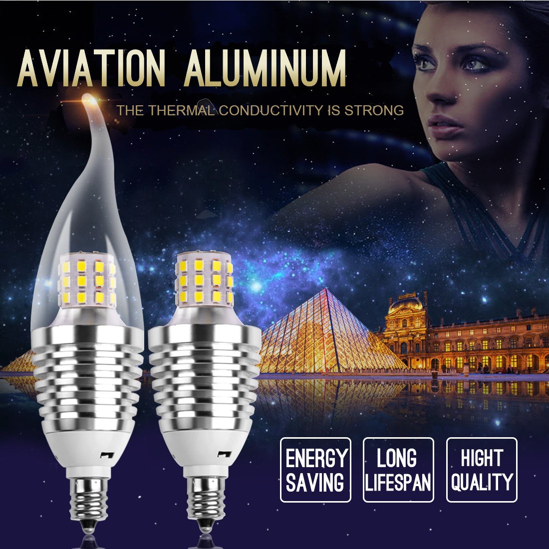 LEDMO LED Candelabra Bulb,60W Equivalent-Base E12-7W-Daylight White 6000K,LED Candle Bulbs(6 Pack)