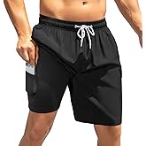 American Trends Mens Swim Trunks with Compression Liner Board Shorts for Men Quick Dry Swimsuits Bathing Suit Swimwear