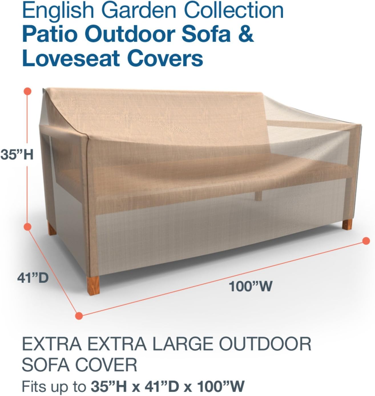 Budge P3A02PM1 English Garden Patio Sofa Cover Heavy Duty and Waterproof, Extra Extra Large, Two-Tone Tan : Garden & Outdoor