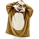 vavalad Sloth Wearable Blanket Sweatshirt Sherpa Hoodie TV-Blanket for Adults Men Women Teens One Size Fits All