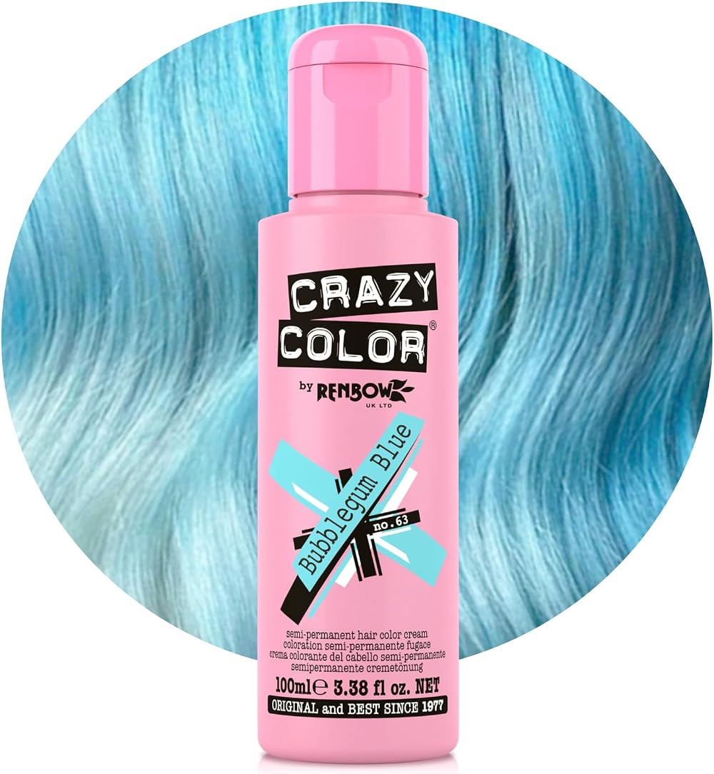 Crazy Color Bubblegum Blue 63 Semi-Permanent 100ml by Renbow