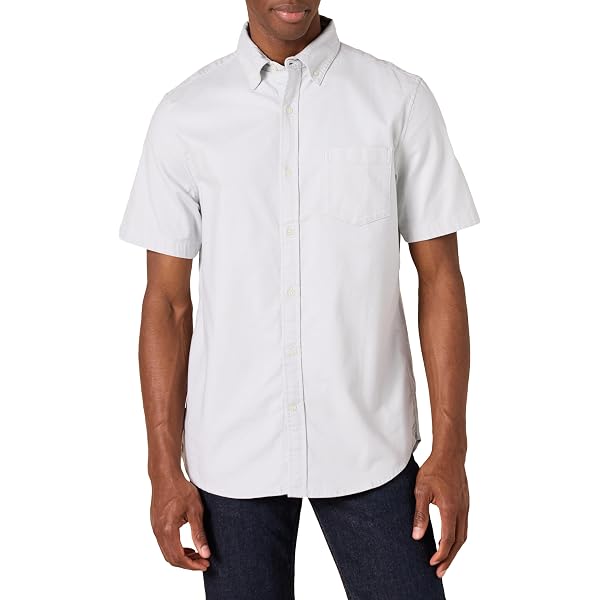 Russell Collection Men's Easy Care Oxford Short Sleeve Shirt – 70% Cotton, Button-Down Collar - View #9