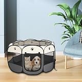 Youyijia Portable Pet Playpen 74x74x43cm Foldable Mesh Cage Gray view 6