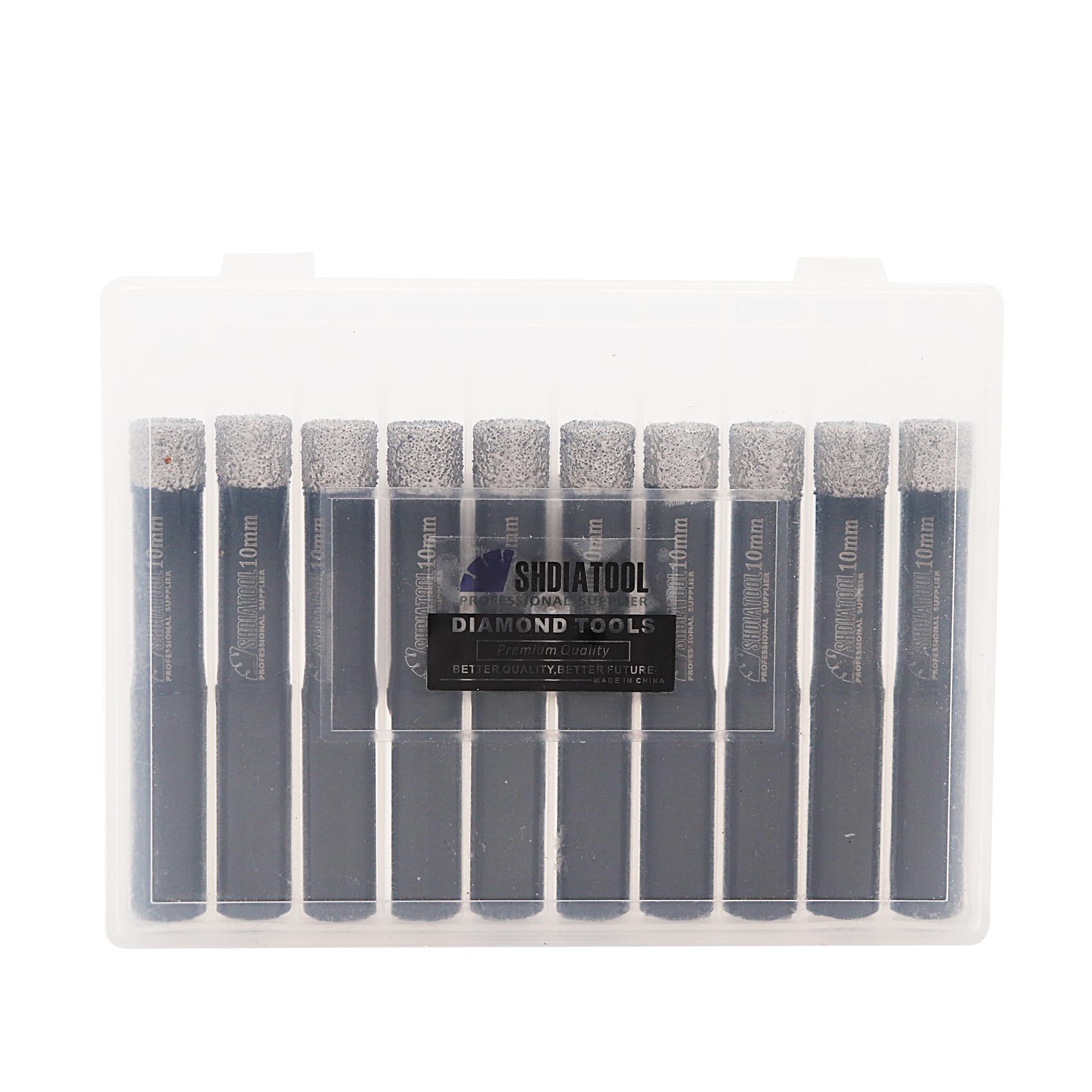 SHDIATOOL Diamond Core Drill Bits Dry Drilling Bits with Triangle Shank Hole Saw Tile Cutter for Porcelain Tile Marble Ceramic Granite 10PCS 12MM