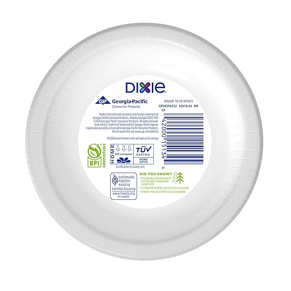 DIXIE SMALL PAPER BOWLS, 10 OZ, 36 COUNT, MICROWAVE-SAFE, SOAK-PROOF, DISPOSABLE BOWLS GREAT FOR SNACKS, DESSERT, AND LIGHT LUNCH MEALS
