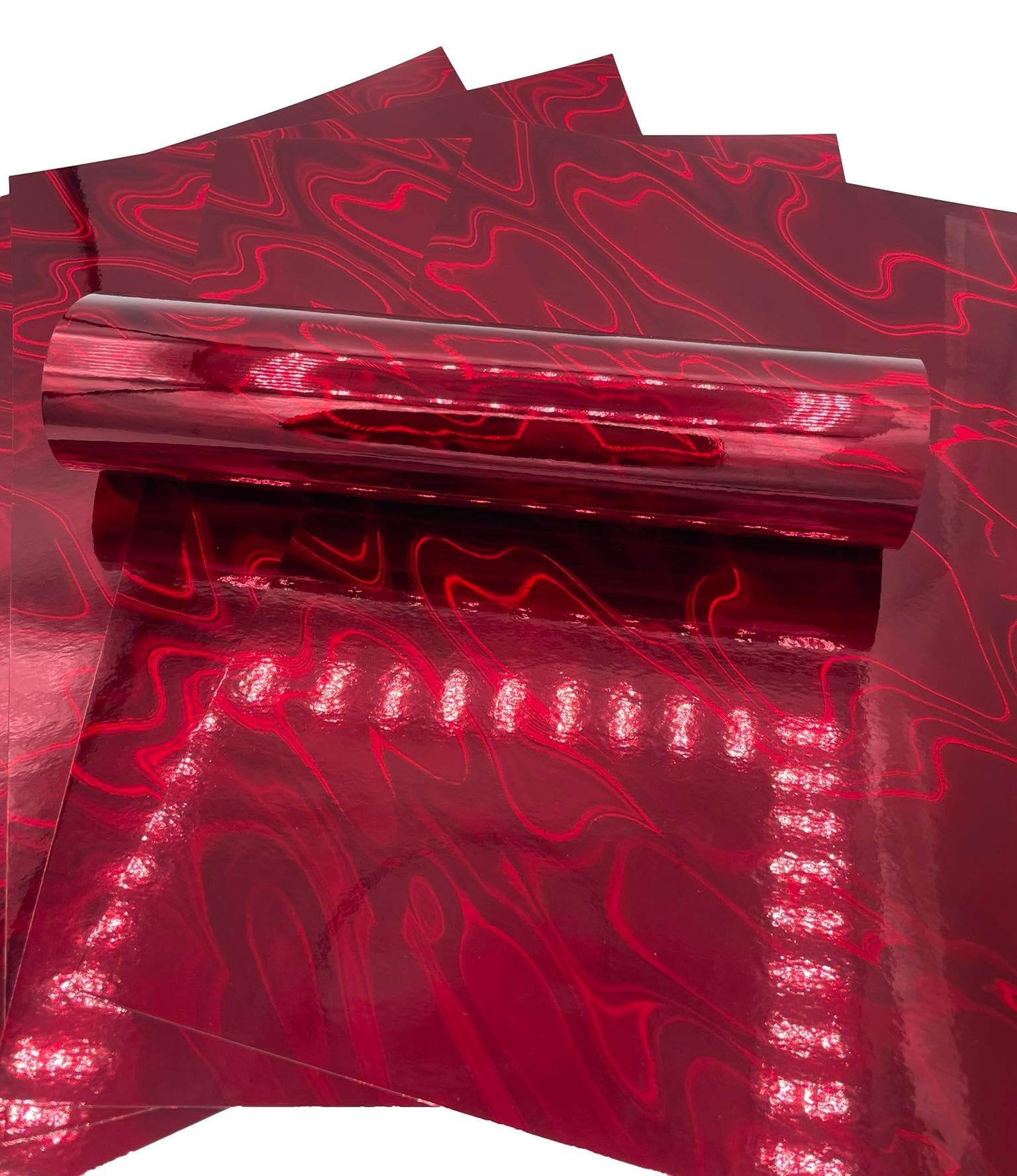 Syntego 5 Sheets A4 Premium Holographic Lava Effect Card Single Sided 240gsm / 88lb Cover (Christmas Red)