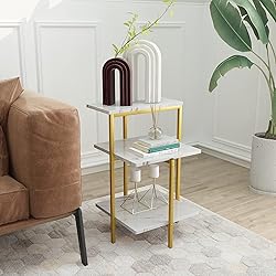 AWQM Faux Marble Table Set, Coffee Table & 2 Side