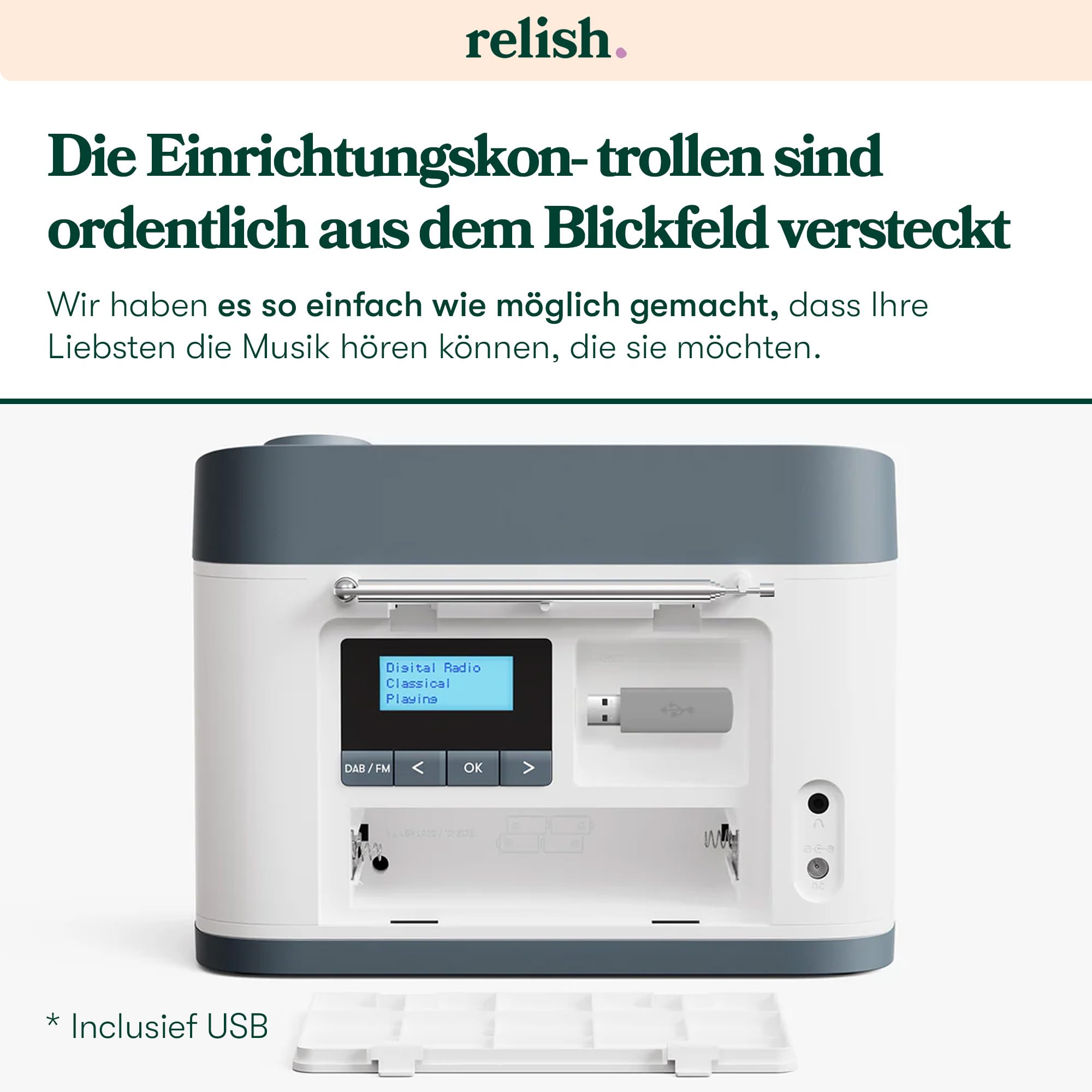 Relish – Tragbares, einfaches DAB/DAB+/FM Radio und MP3-Musikplayer mit USB für Senioren, Demenz und Alzheimer-kranke sowie Sehbehinderte – große Tasten, einfaches Design, leicht zu bedienen 5