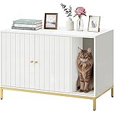 Feandrea Litter Box Enclosure, Modern Cat Litter Box Furniture Hidden, with Scratching Mat, Tall Legs, Cat House, Side End Ta
