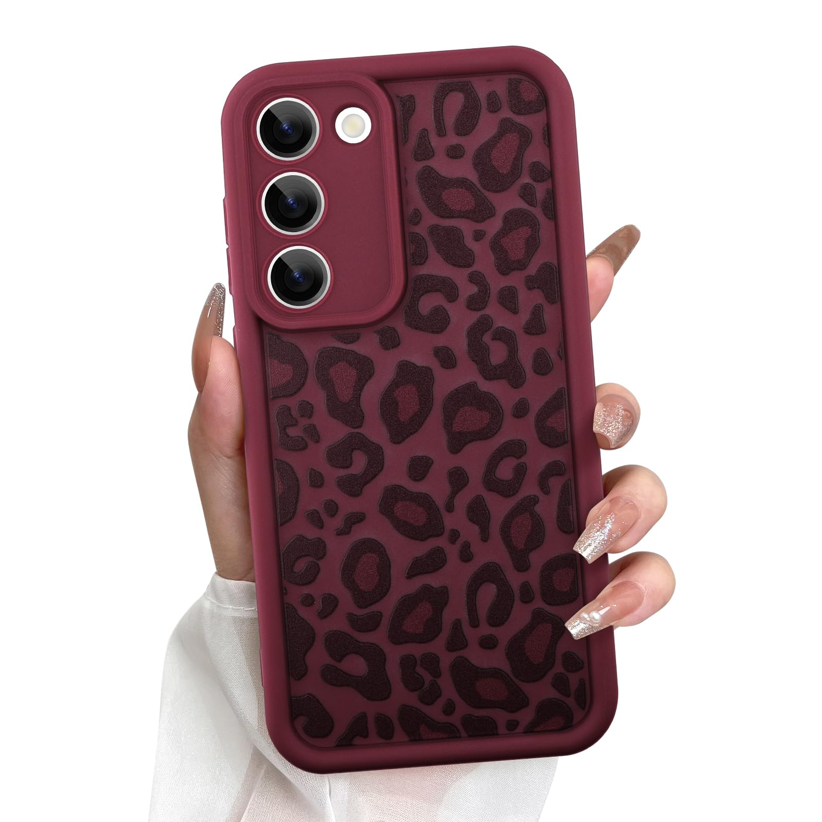 KANGHAR Case for Galaxy S23 Leopard Printed Pattern Cute Cheetah Phone Case Soft TPU Shockproof Protective Cover Designed for Samsung Galaxy S23 Red