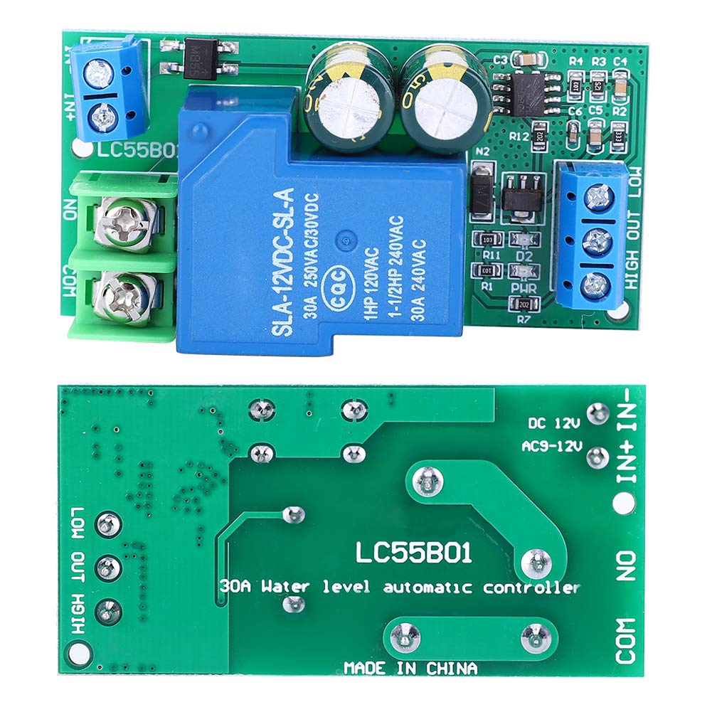 Fafeicy Water Level Controller Module,LC55B01 AC/DC12V 30A Liquid Sensor Switch Module for Fish Tank Aquarium