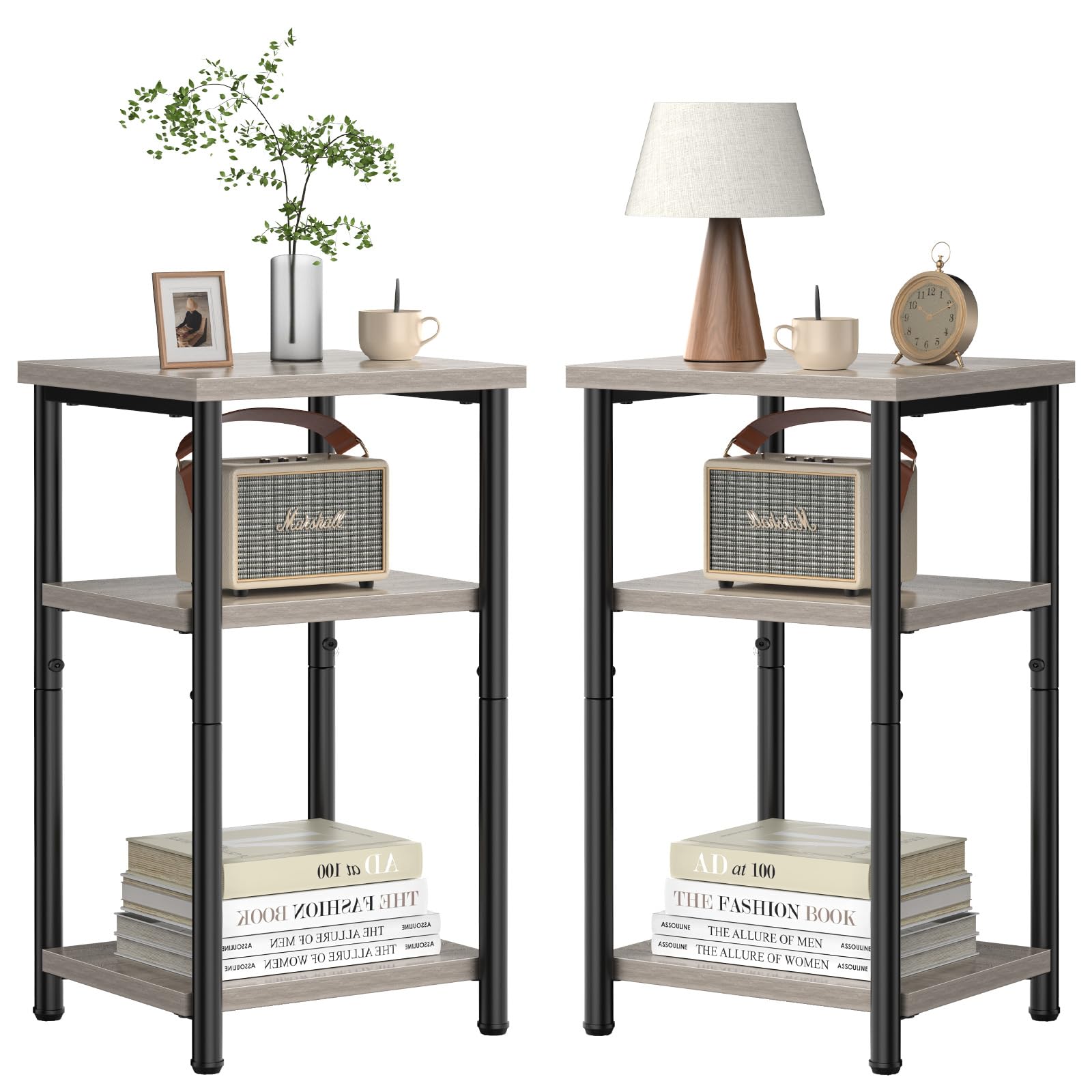 DUMOS End Table, 3 Tier Side Sofa Tables for Small