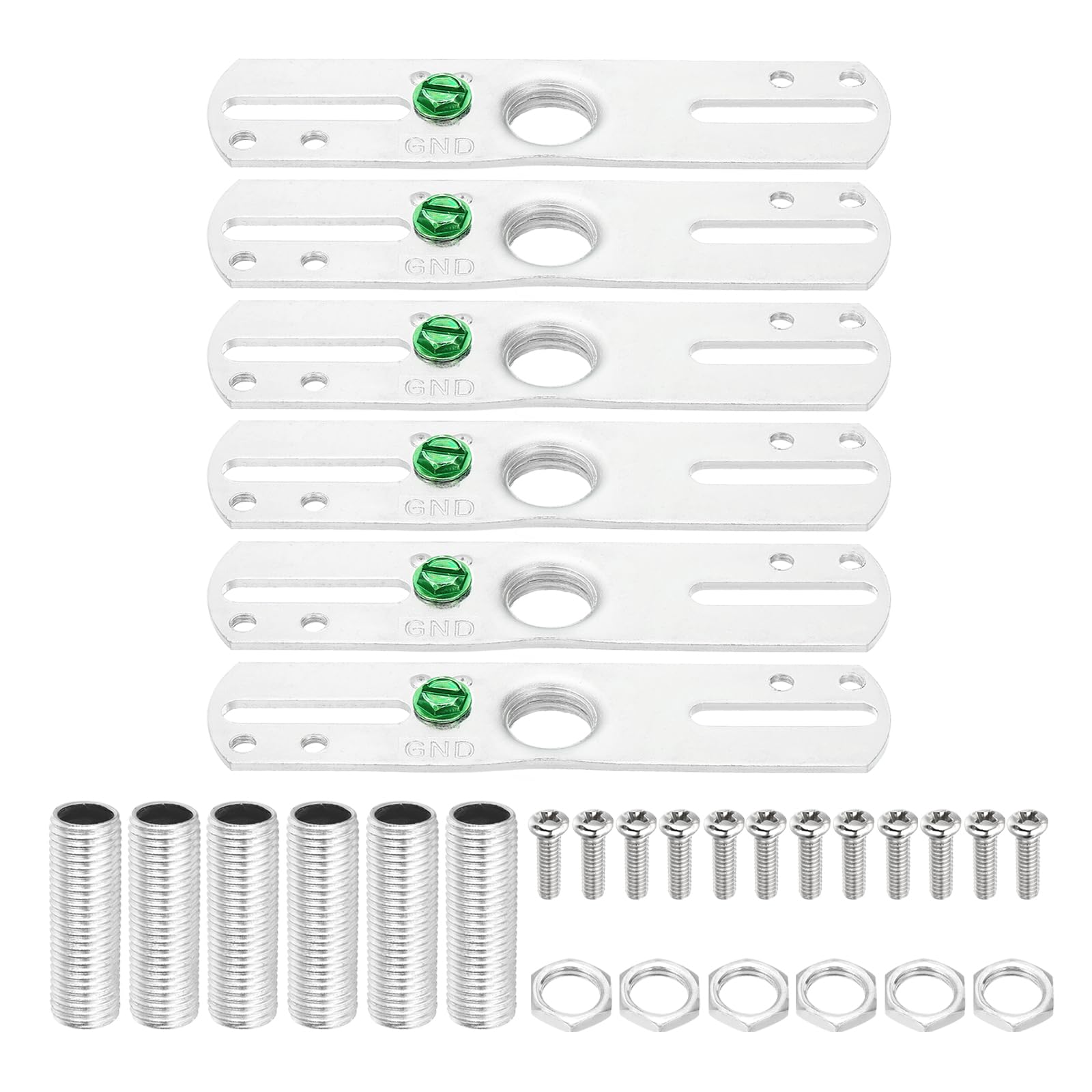 PATIKIL 4" Light Crossbar Kit, 6 Set Universal Light Fixture Mounting Bracket with 1/4IP Tap Center Hole Ceiling Light Plate Canopy Hardware Set for Chandelier Wall Light, Silver Tone