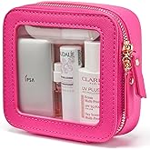 Popvibe Clear Makeup Bag Travel Cosmetic Case Transparent Toiletry Bag with Zipper, Portable Make Up Organizer Traveling Compact Car Bag for Essentials