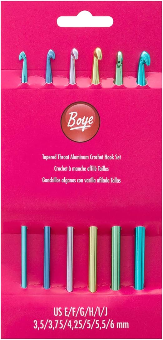 Amazon Com Boye Aluminum Crochet Hook Set Sizes E F G H I J 6 Pcs