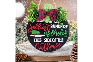 JQMEG National Lampoon's Holiday Decor Wooden Wreath, Christmas Vacation Wooden Hanging Sign Door Decoration Wreath for Home Indoor Outdoor Decoration (A)